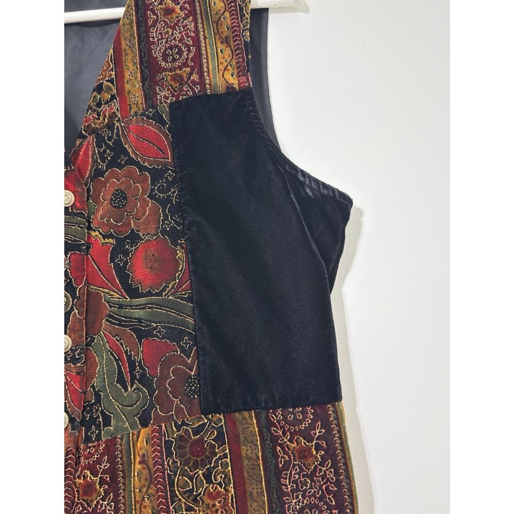VTG Jaclyn Smith Patchwork Floral Velvet Vest Boho Artsy Grannycore Women’s L - Picture 4 of 12